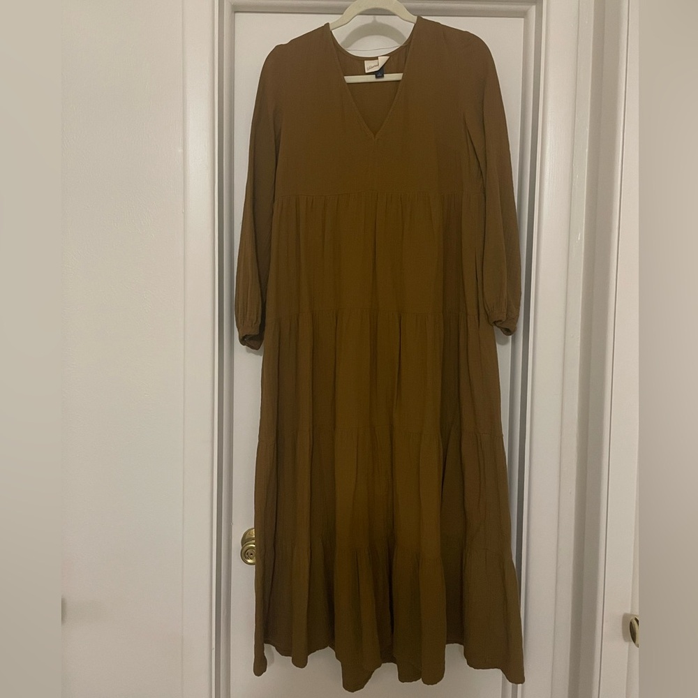 LAGUNA COLLECTION Cotton Gauze Maxi Dress in Ocre